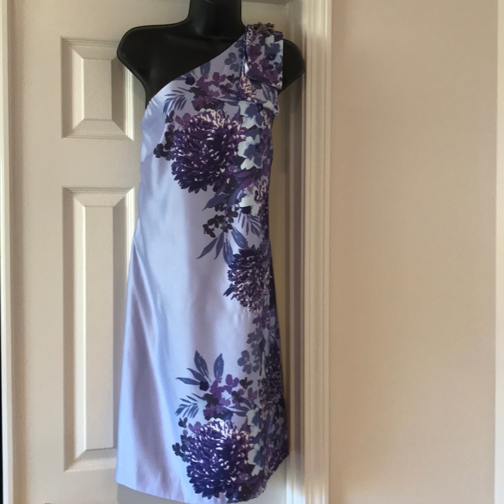 Purple Floral One Shoulder Dress